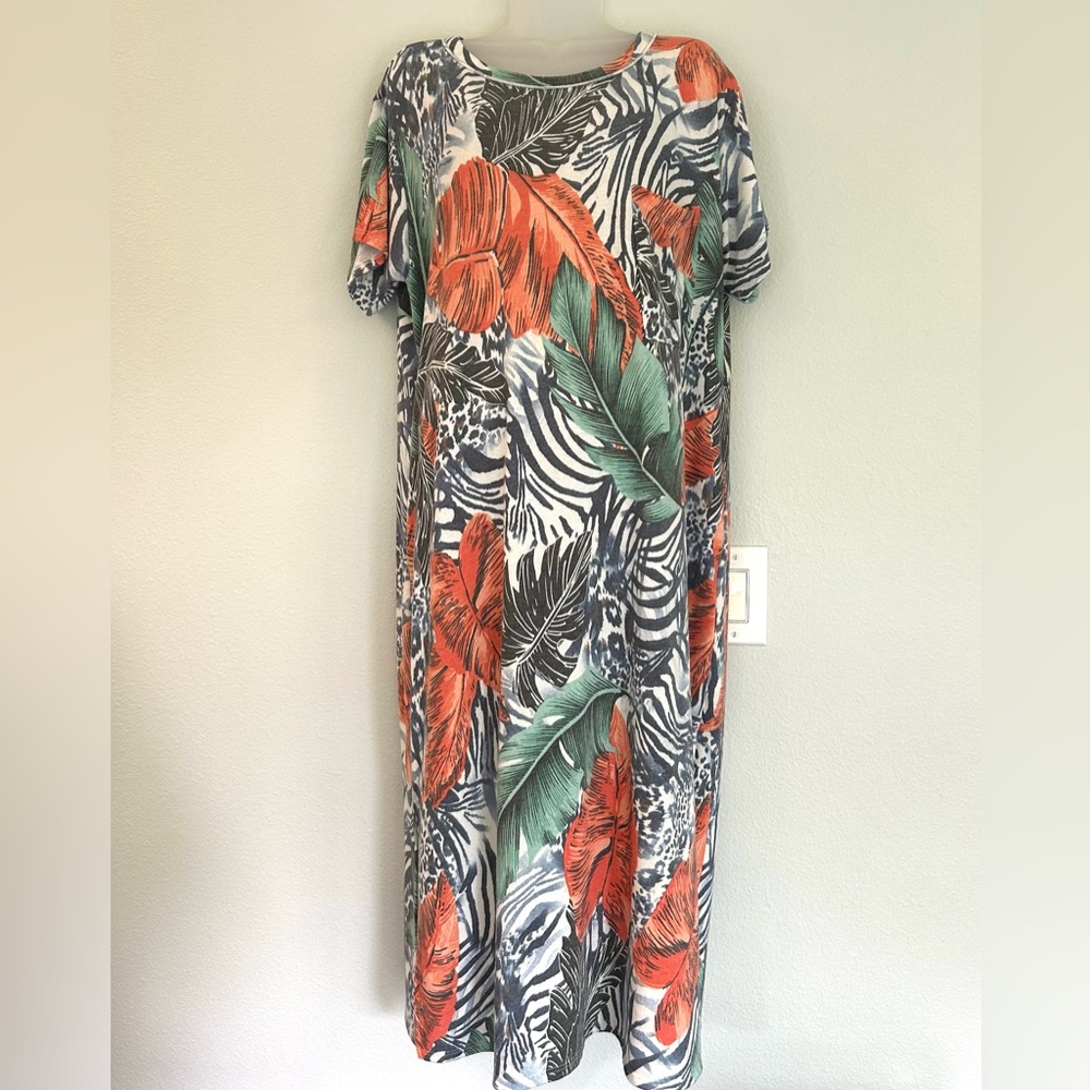 Easel very soft Tropical Print Maxi Dress large